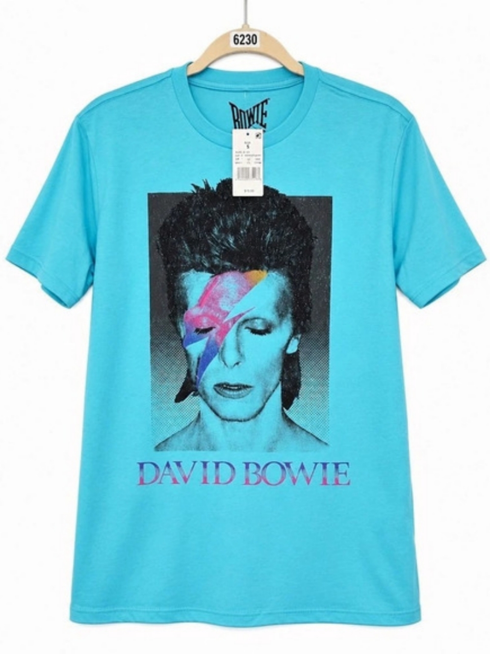 David Bowie Aqua Blue Graphic Tee Graphic Tee Blue & Pink Small